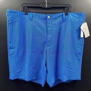 PGA Tour Golf Shorts Men's Flat Front 8" Tonal‎ Print Blue Performance Size 40